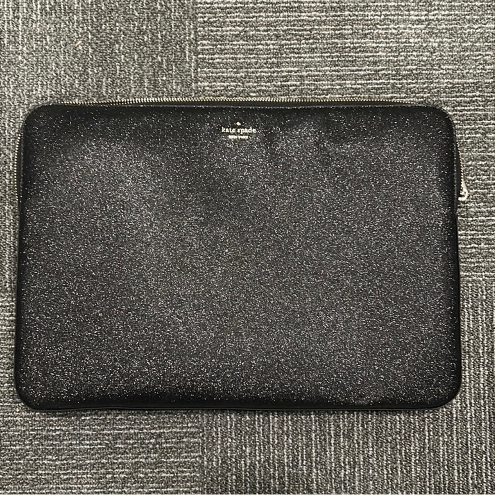 Kate spade black glitter padded laptop sleeve